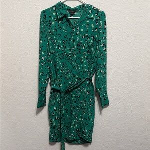 Halogen Teal Animal Print Long Sleeve Dress